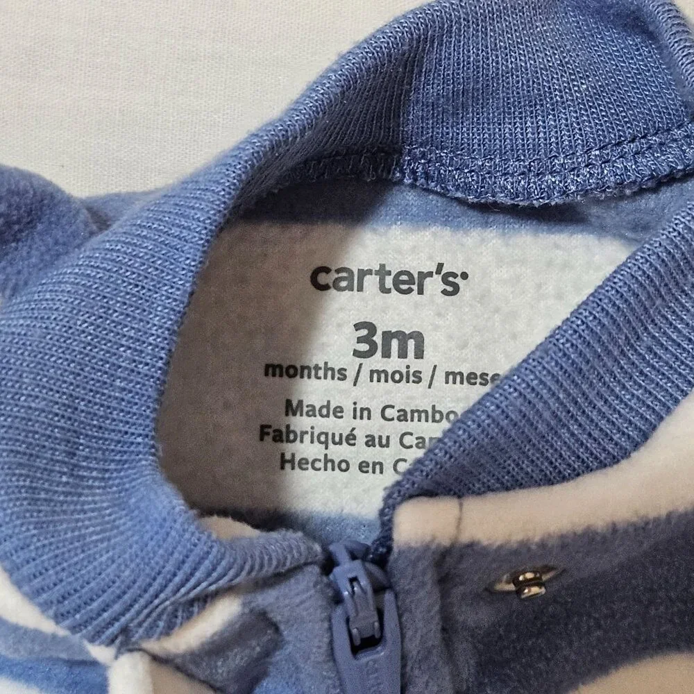 Carters Baby Boy Footed Sleepers Pajamas Play Suits Sz 3M Lot of 3‎ Zip-Up